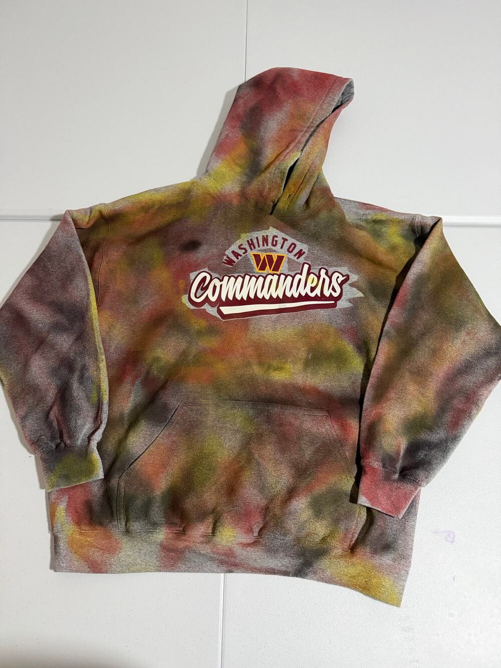 Washington Commanders Hoodie Men’s Large Custom Tie Dye Sweatshirt NFL Unique